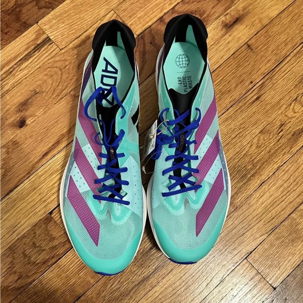 Mens Adidas Adizero Takumi Sen 9 Sz 12.5 Turquoise Running Shoes GV9094 Yee Max